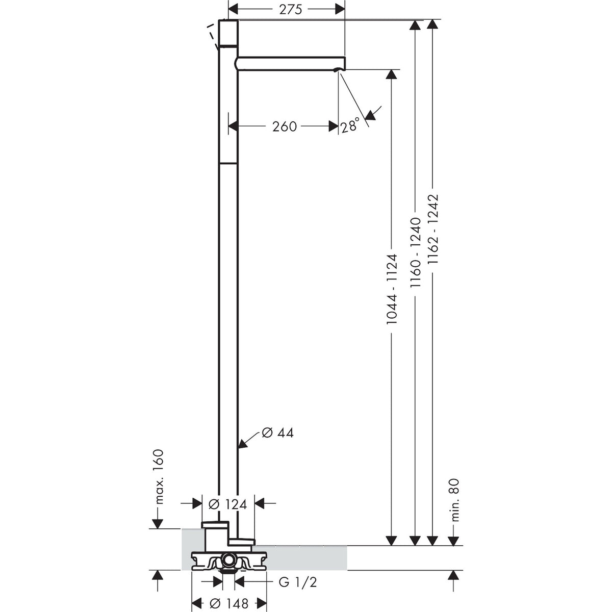 AXOR-Uno-Single-lever-basin-mixer-floor-standing-with-zero-handle-without-waste-set-45037-technical-02