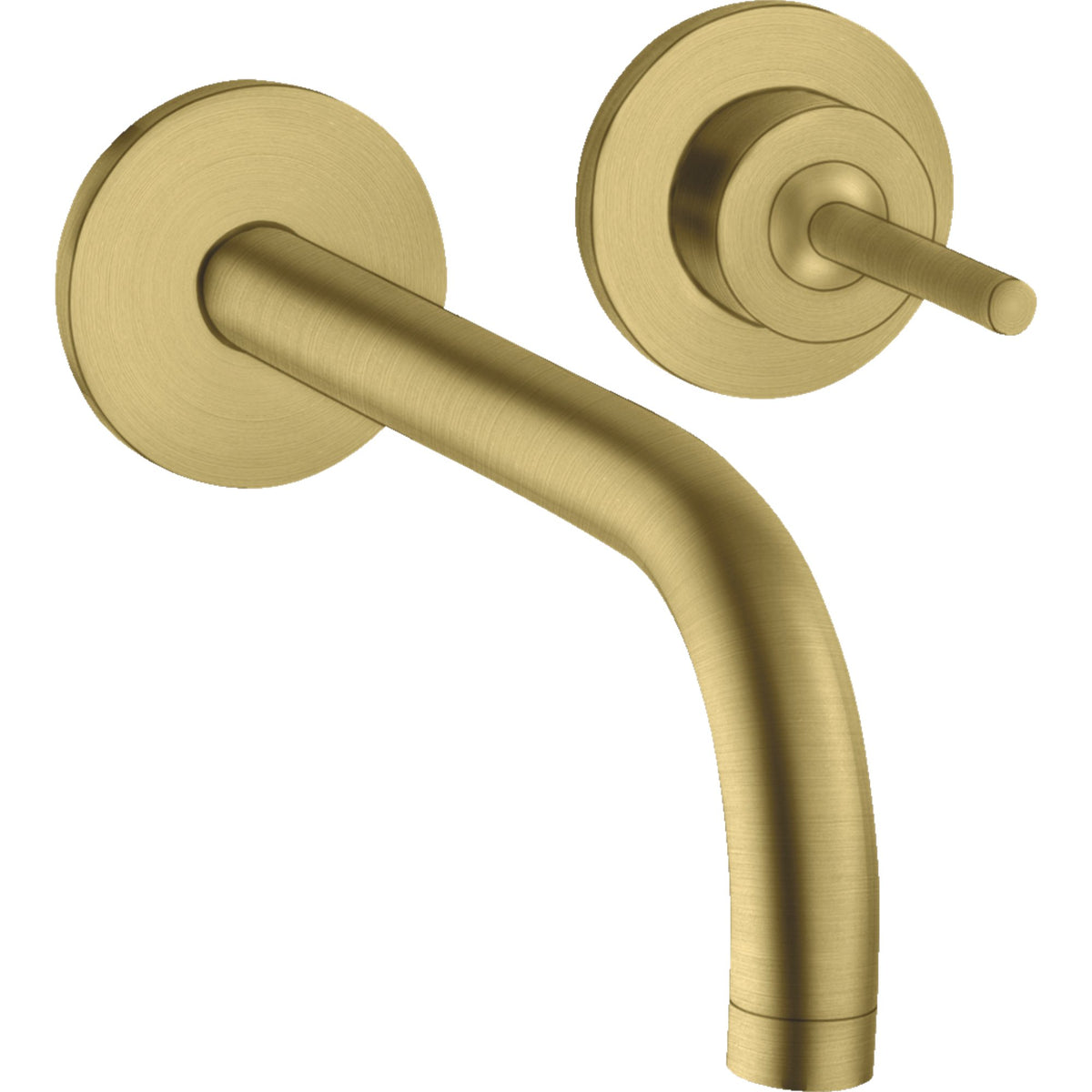 AXOR-Uno-Single-lever-basin-mixer-for-concealed-installation-wall-mounted-with-spout-225-mm-and-escutcheons-Brushed-Brass-38116950