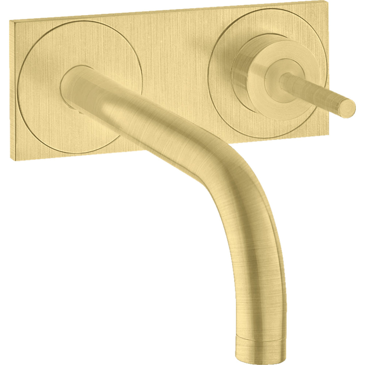 AXOR-Uno-Single-lever-basin-mixer-for-concealed-installation-wall-mounted-with-spout-225-mm-and-plate-Brushed-Brass-38115950