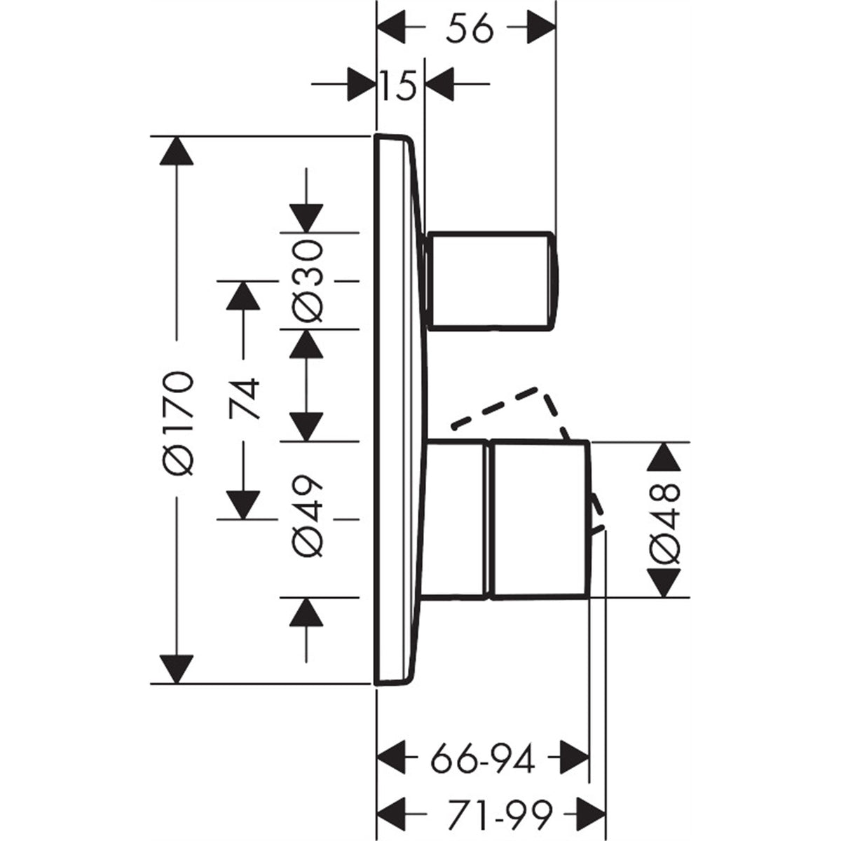 AXOR-Uno-Single-lever-bath-mixer-for-concealed-installation-with-zero-handle-and-integrated-security-combination-according-to-EN1717-45407-technical-01