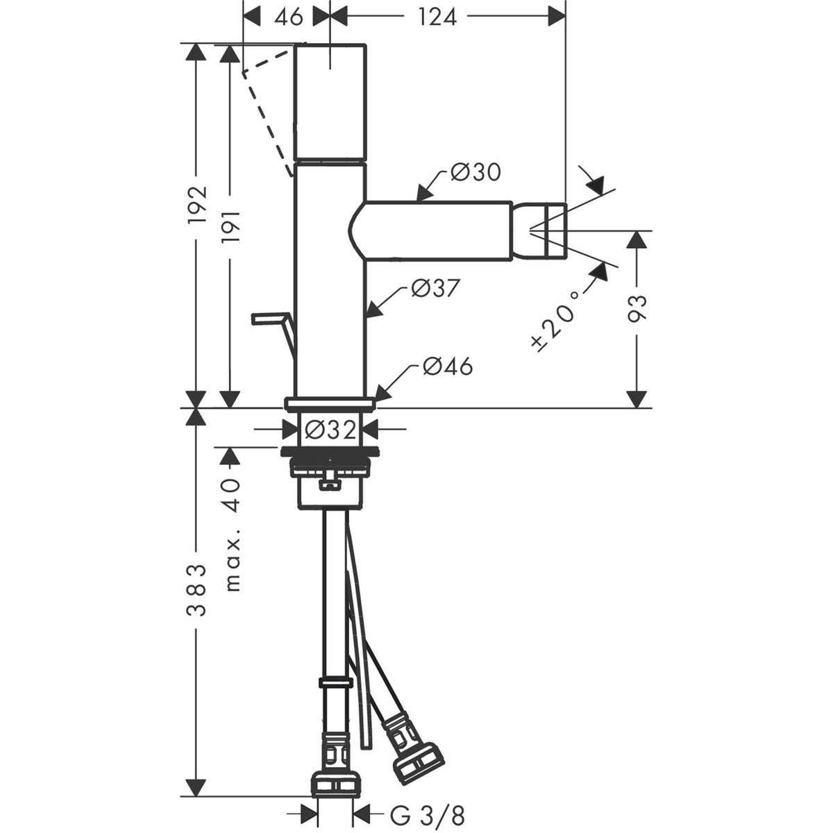 AXOR-Uno-Single-lever-bidet-mixer-with-zero-handle-and-pop-up-waste-set-45200-technical-02