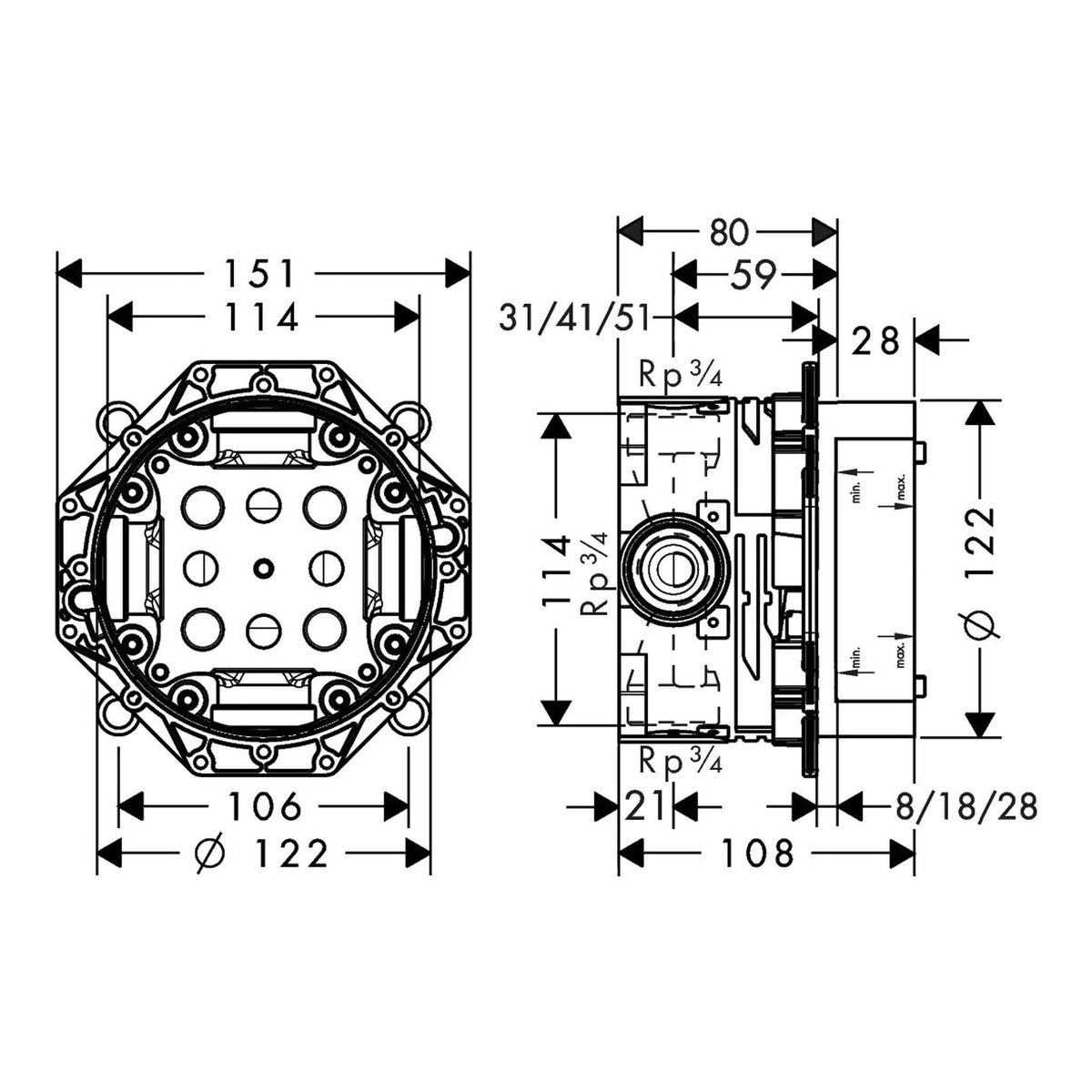 AXOR iBox universal Basic set 01700 technical 01
