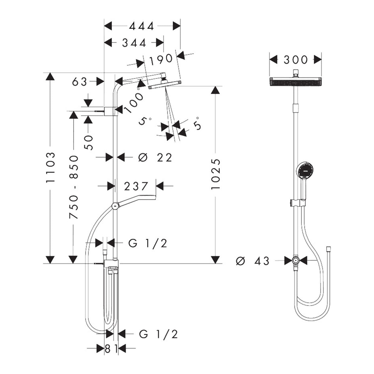 Hansgrohe Activera Q Showerpipe 290 180 1jet EcoSmart Reno 28757000 technical 01.jpg