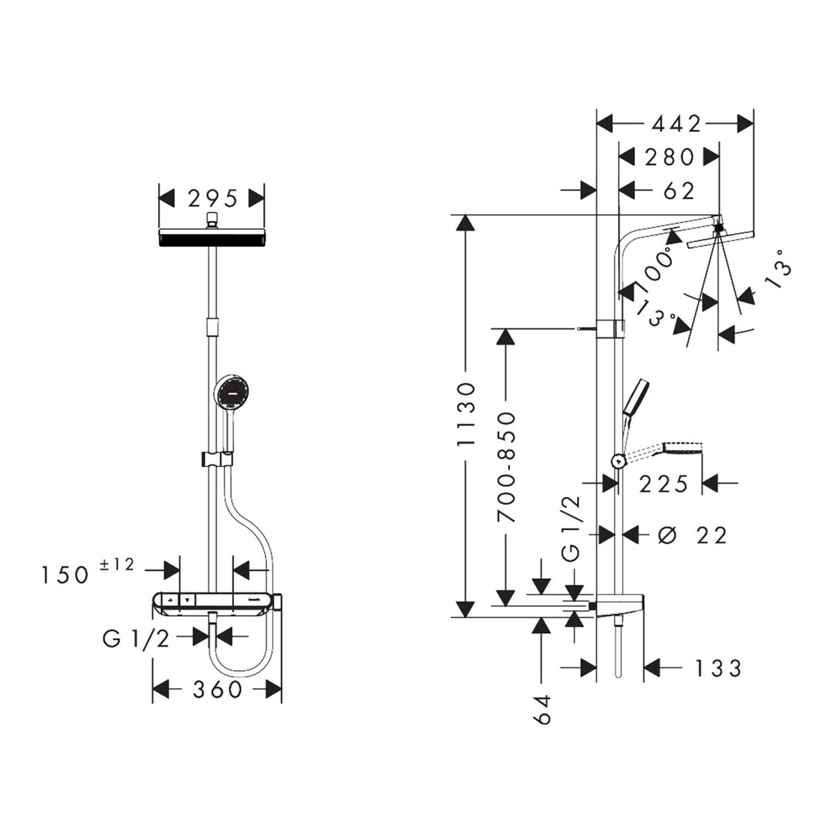Hansgrohe Activera Q Showerpipe 290 180 1jet EcoSmart with ShowerTablet Select 360 Varia 28649000 technical 01.jpg