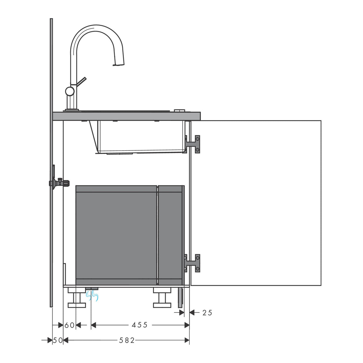 Hansgrohe Aqittura M91 SodaSystem 210 pull out spout 1jet sBox lite starter set 76839000 technical 04.jpg