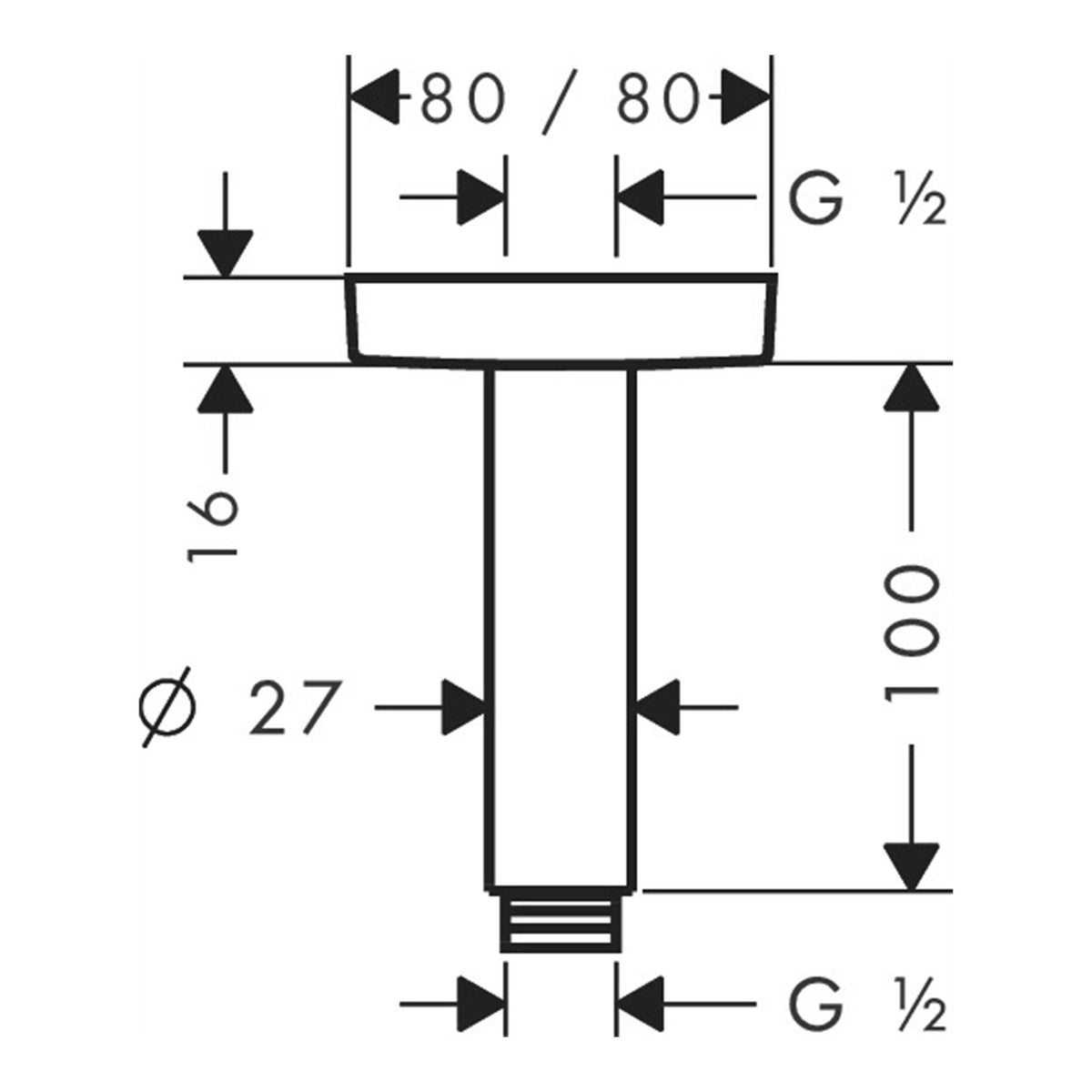 Hansgrohe Ceiling connector E 10 cm 27467000 technical 01.jpg