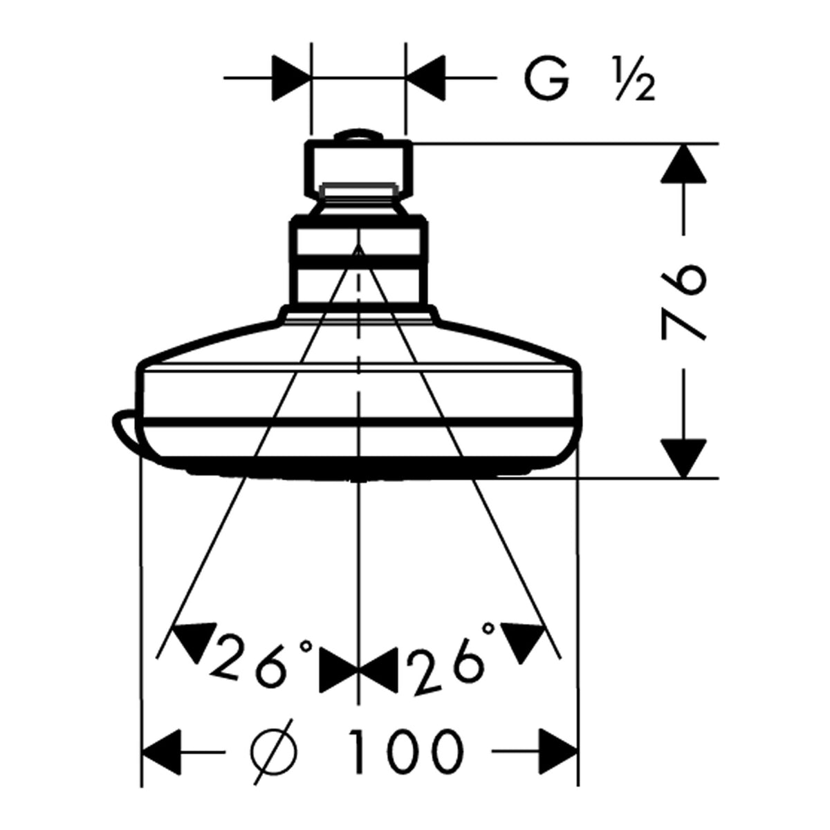 Hansgrohe Croma 100 Overhead shower Vario Scale drawing / שרטוט מידות