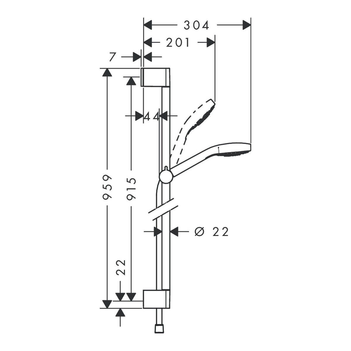 Hansgrohe Croma Select S Shower set 110 Multi EcoSmart with shower bar 90 cm 26571400 technical 01.jpg