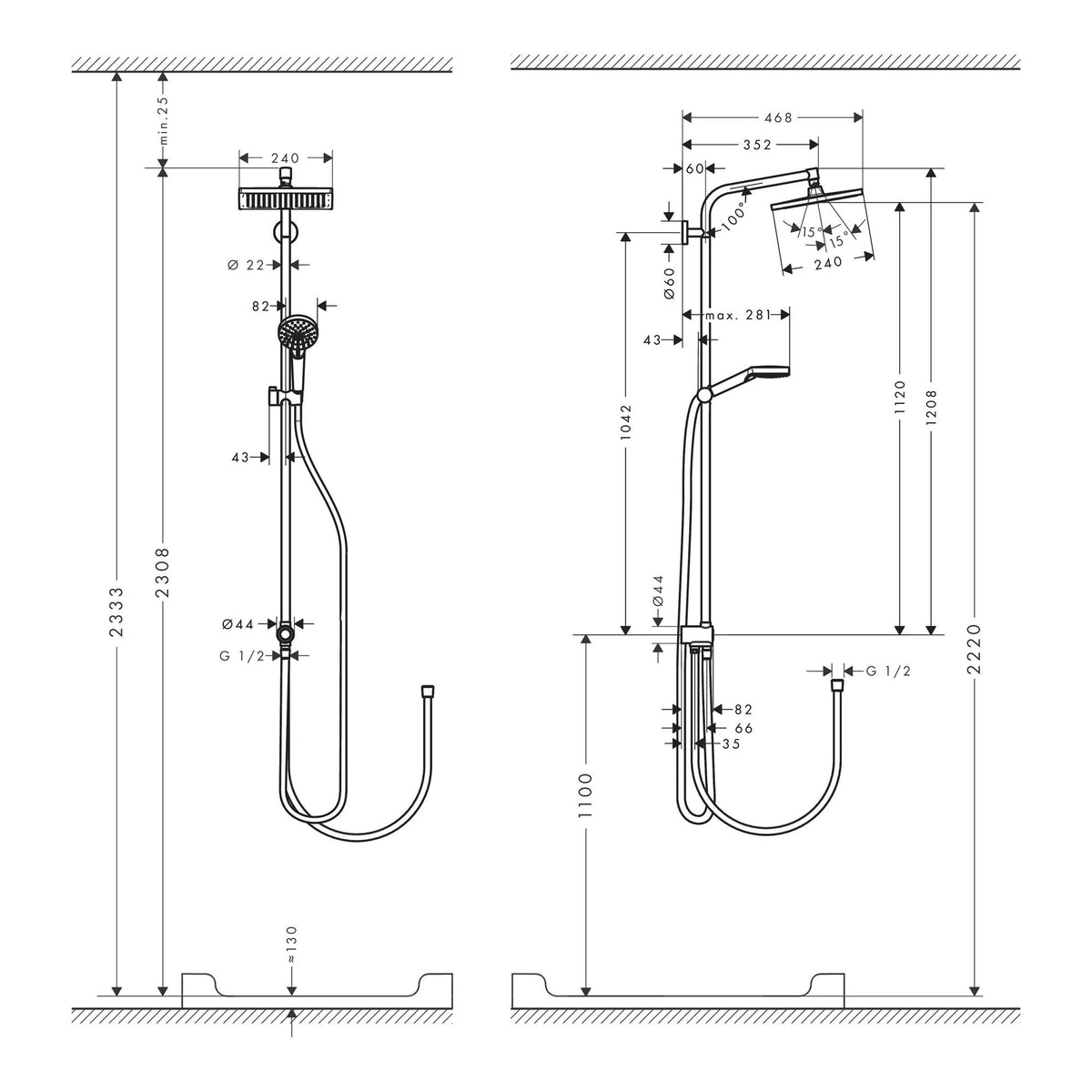 Hansgrohe Crometta E Showerpipe 240 1jet EcoSmart Reno 27289000 technical 02.jpg