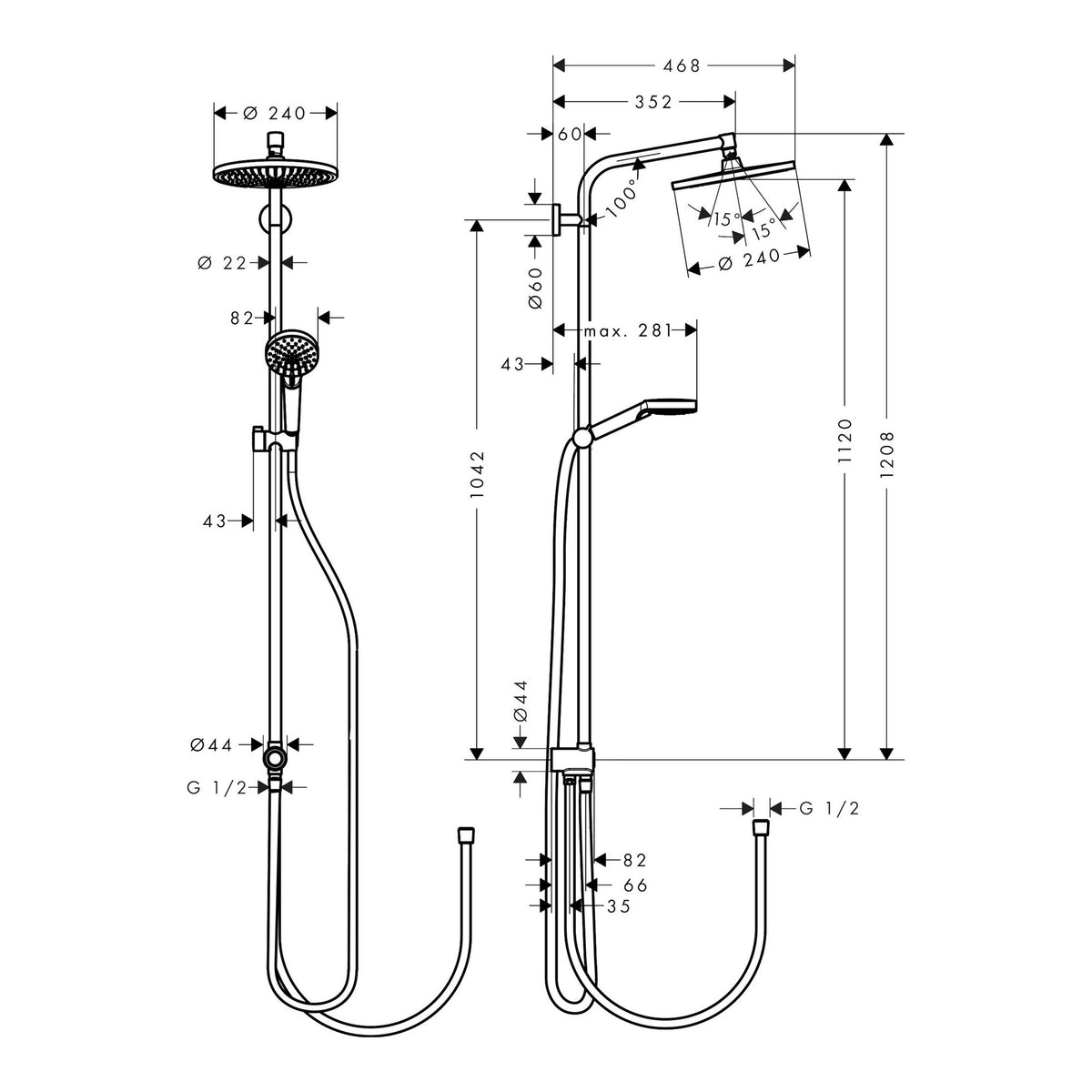 Hansgrohe Crometta S Showerpipe 240 1jet EcoSmart Reno 27270000 technical 01.jpg