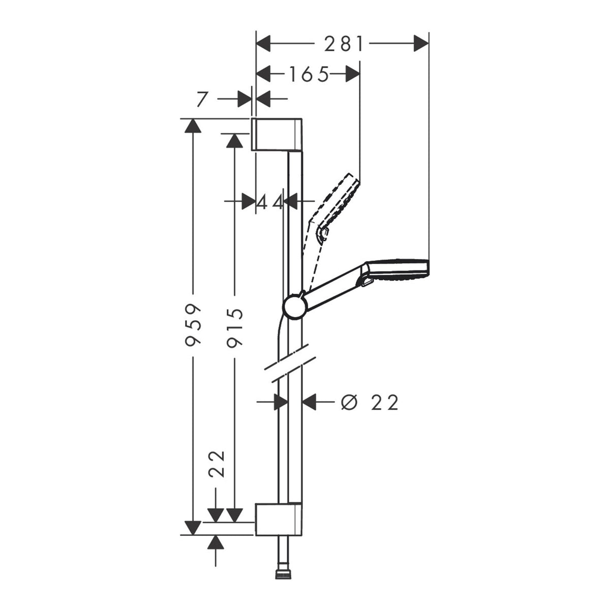Hansgrohe Crometta Shower set 100 Vario EcoSmart with shower bar 90 cm 26538400 technical 01.jpg