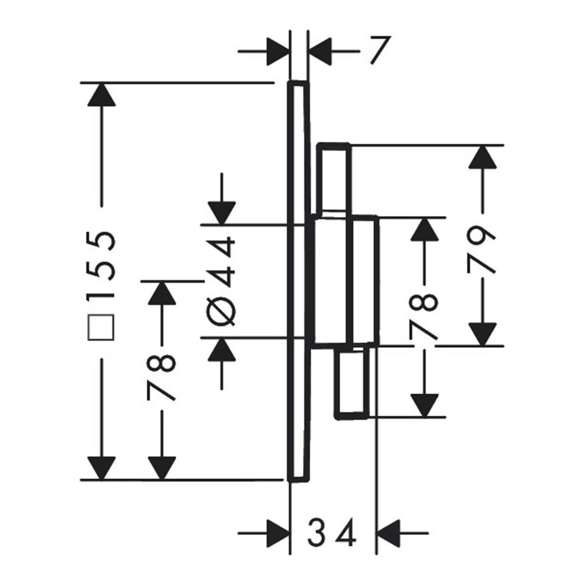 Hansgrohe DuoTurn E Mixer for concealed installation for 1 function 75617000 technical 01.jpg