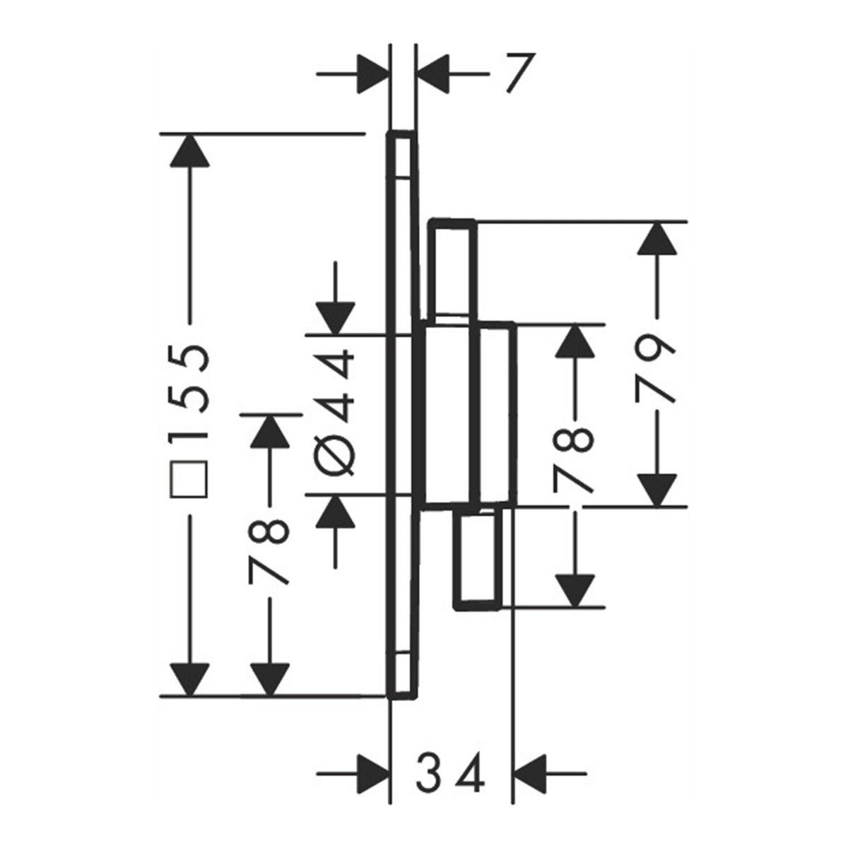 Hansgrohe DuoTurn Q Mixer for concealed installation for 1 function 75614000 technical 01.jpg