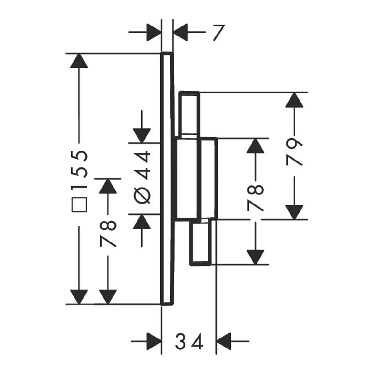 Hansgrohe DuoTurn Q Mixer for concealed installation for 2 functions 75414000 technical 01.jpg