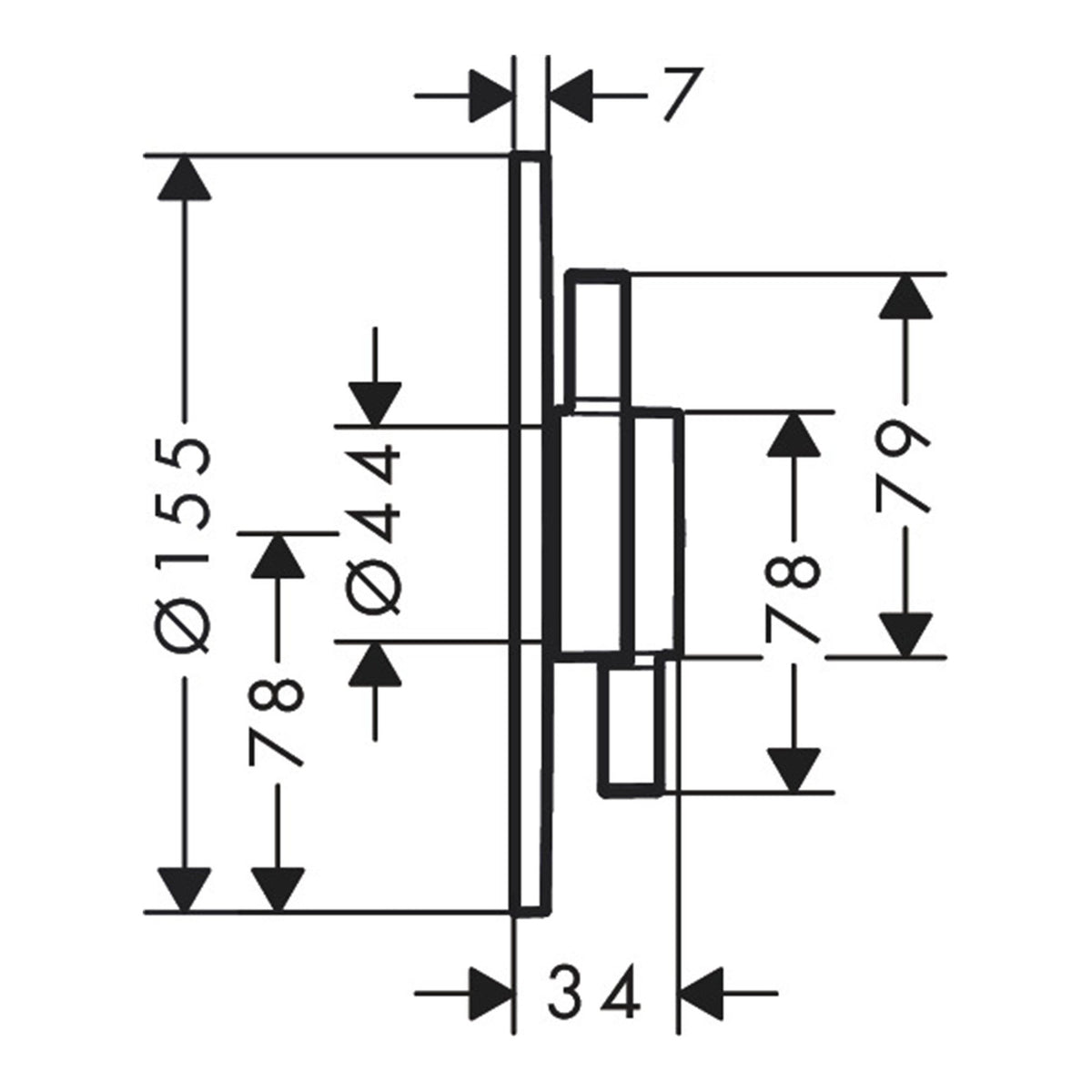 Hansgrohe DuoTurn S Mixer for concealed installation for 1 function 75618000 technical 01.jpg
