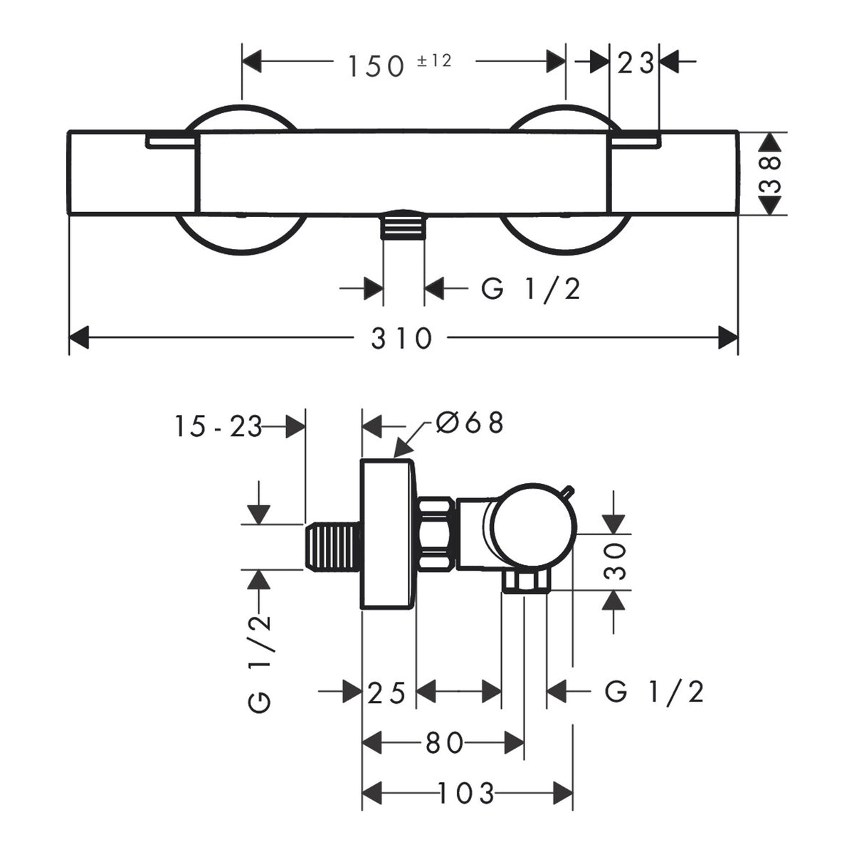 Hansgrohe Ecostat Fine Shower thermostat for exposed installation 13324000 technical 01.jpg