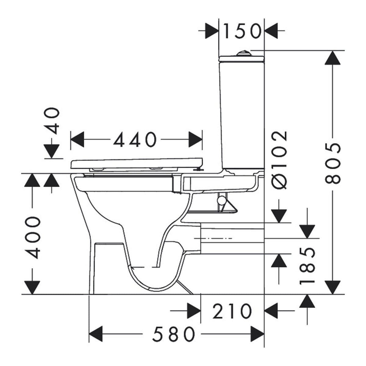Hansgrohe-EluPura-Original-Q-Floorstanding-WC-Set-close-coupled-with-vertical-horizontal-outlet-AquaChannel-Flush-with-tank-and-WC-seat-and-cover-60206-technical-02