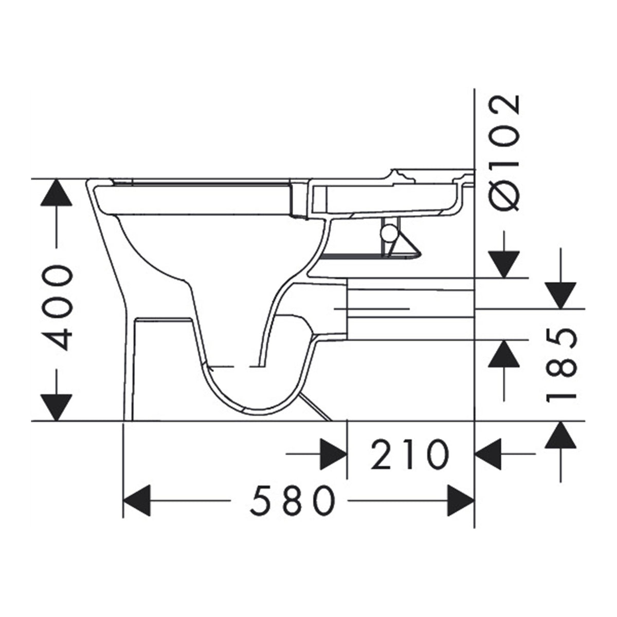 Hansgrohe EluPura Original Q Floorstanding WC close coupled back to wall with horizontal vertical outlet AquaChannel Flush 60137450 technical 03.jpg