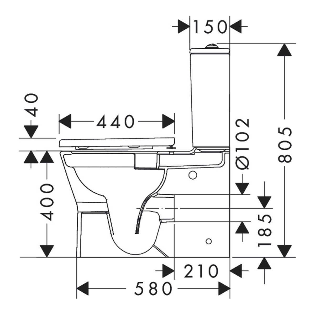 Hansgrohe-EluPura-Original-S-Floorstanding-WC-Set-close-coupled-with-vertical-horizontal-outlet-AquaChannel-Flush-with-tank-and-WC-seat-and-cover-60205-technical-02