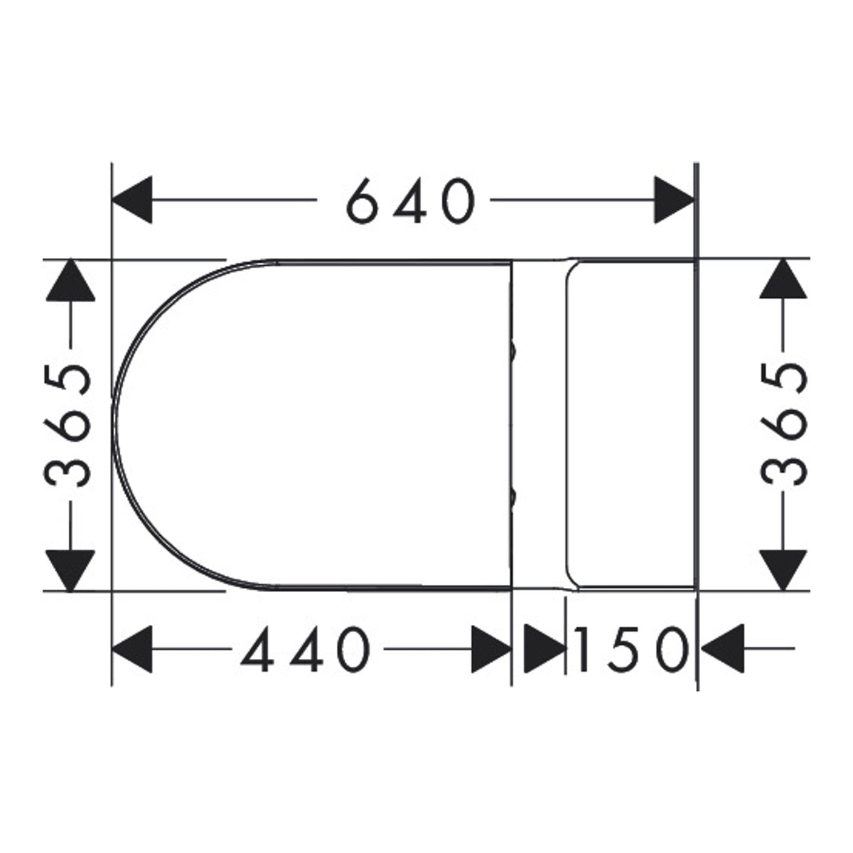 Hansgrohe EluPura Original S Floorstanding WC Set close coupled with vertical/horizontal outlet, AquaChannel Flush with tank and WC seat and cover Scale drawing / שרטוט מידות