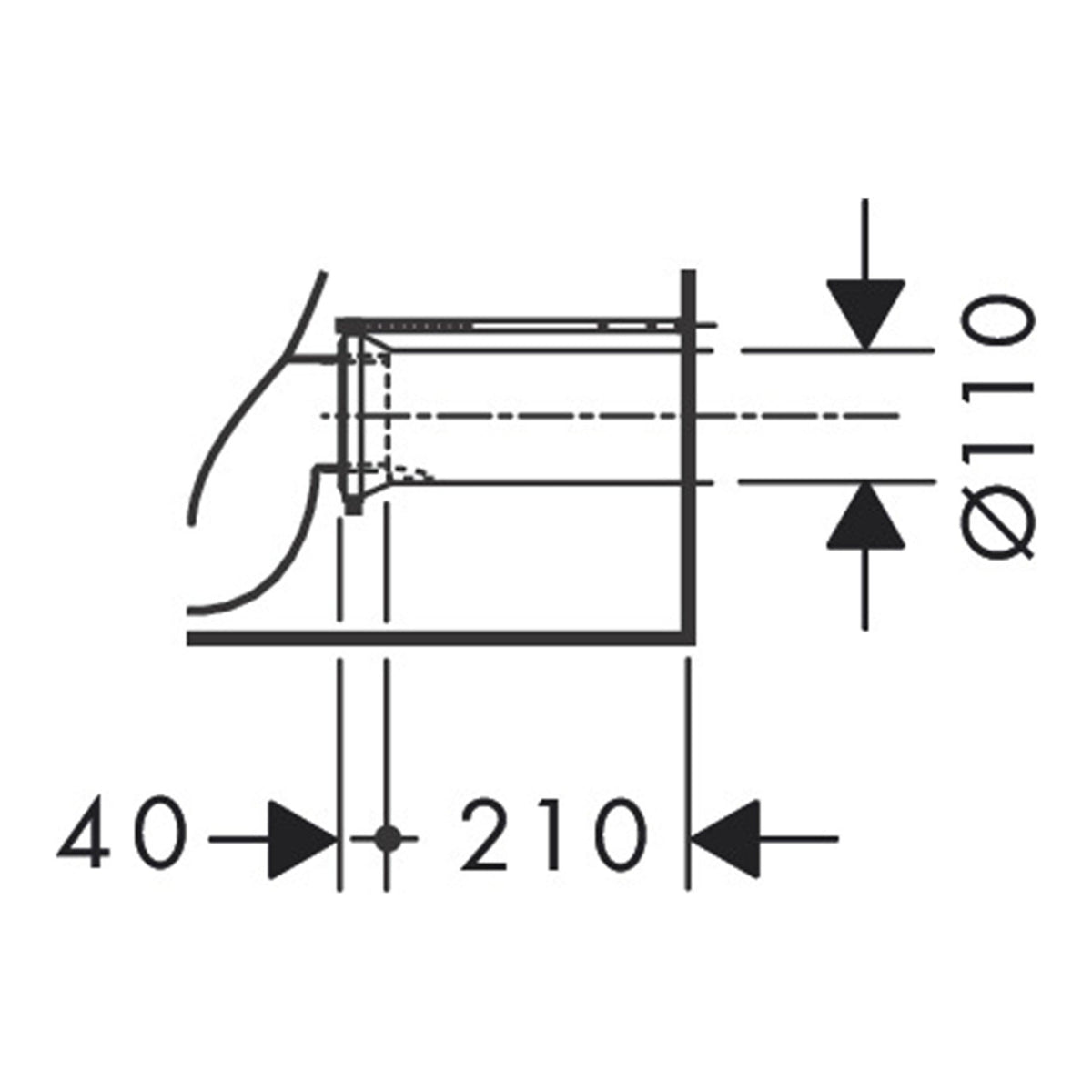 Hansgrohe EluPura Original S Floorstanding WC close coupled with horizontal outlet AquaChannel Flush HygieneEffect 62038450 technical 03.jpg