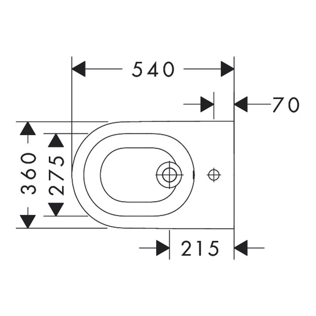Hansgrohe-EluPura-Original-S-Wall-hung-Bidet-540-with-tap-hole-and-overflow-60281-technical-01