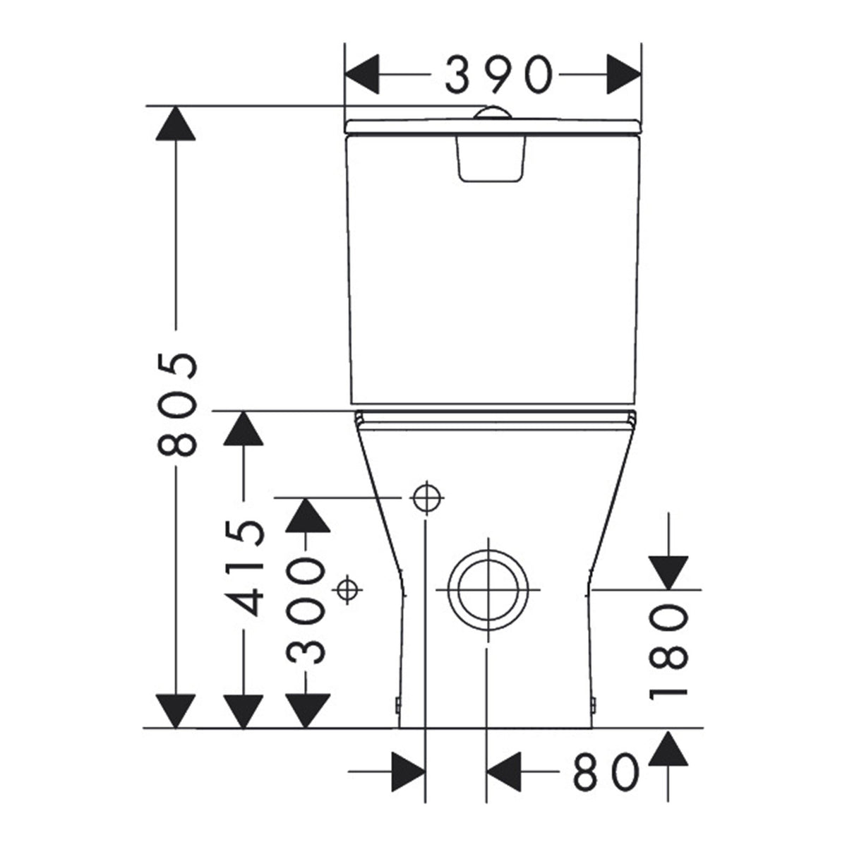 Hansgrohe-EluPura-Q-Floorstanding-WC-close-coupled-back-to-wall-with-horizontal-vertical-outlet-AquaFall-Flush-SmartClean-61164-technical-02