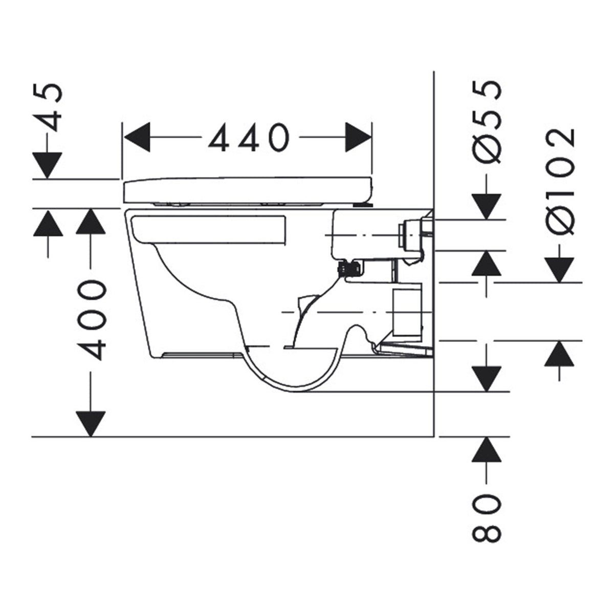 Hansgrohe EluPura S Wall hung WC Set AquaFall Flush HygieneEffect with WC seat and cover with SoftClose and QuickRelease 62021450 technical 02.jpg