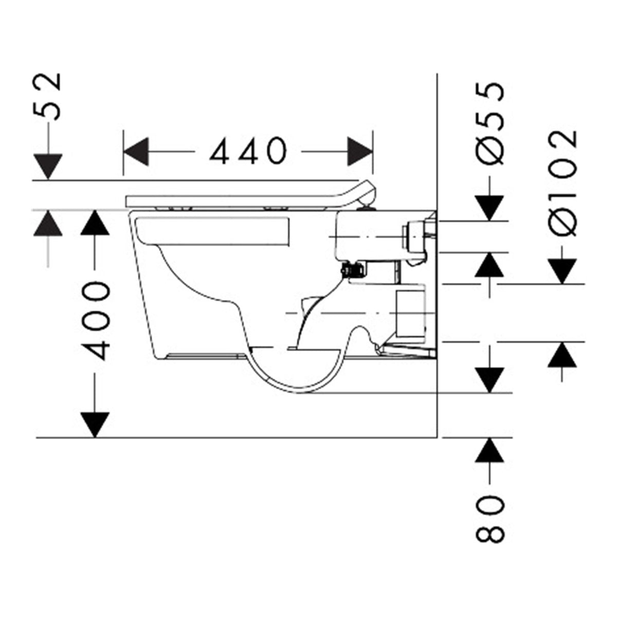 Hansgrohe EluPura S Wall hung WC Set AquaHelix Flush HygieneEffect with WC seat and cover with SoftClose and QuickRelease Slim 62025450 technical 02.jpg