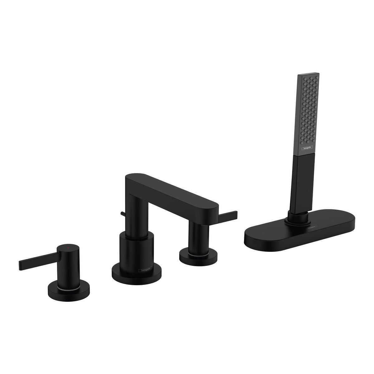 Hansgrohe Finoris 4 hole rim mounted bath mixer with sBox Matt Black 76444670