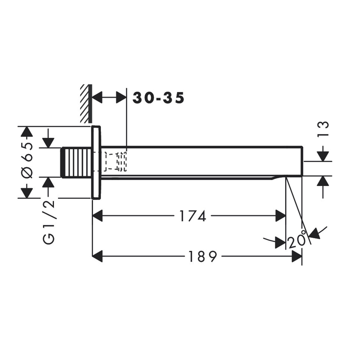 Hansgrohe Finoris Bath spout 76410140 technical 01.jpg