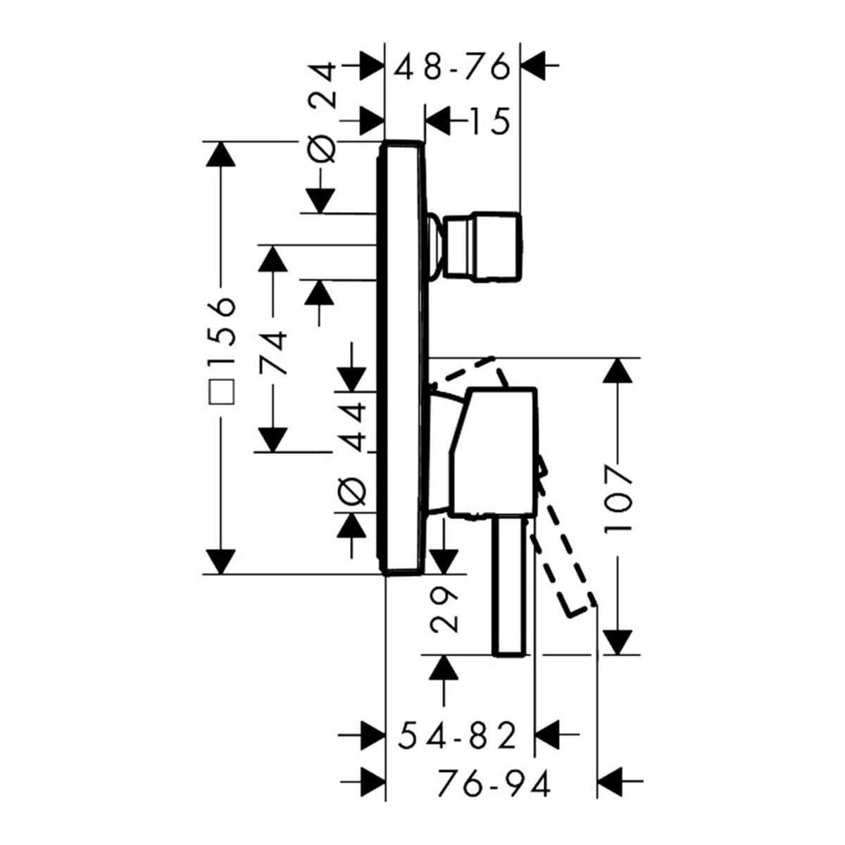 Hansgrohe Finoris Single lever bath mixer for concealed installation for iBox universal 76415140 technical 01.jpg