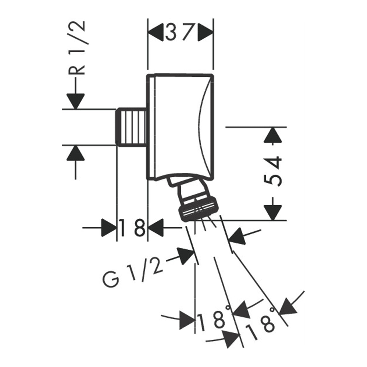 Hansgrohe FixFit Wall outlet S with non return valve and pivot joint 27506000 technical 01.jpg