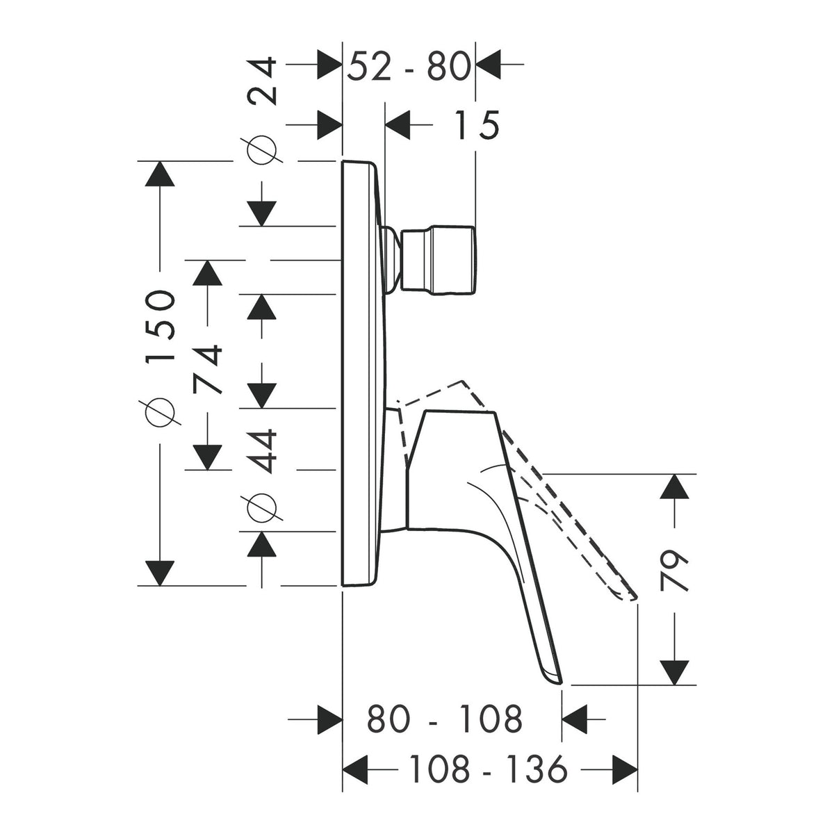 Hansgrohe Focus Single lever bath mixer for concealed installation for iBox universal 31945000 technical 01.jpg