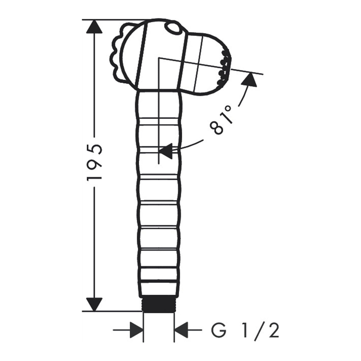 Hansgrohe Jocolino Children hand shower lion 2jet 28760210 technical 01.jpg