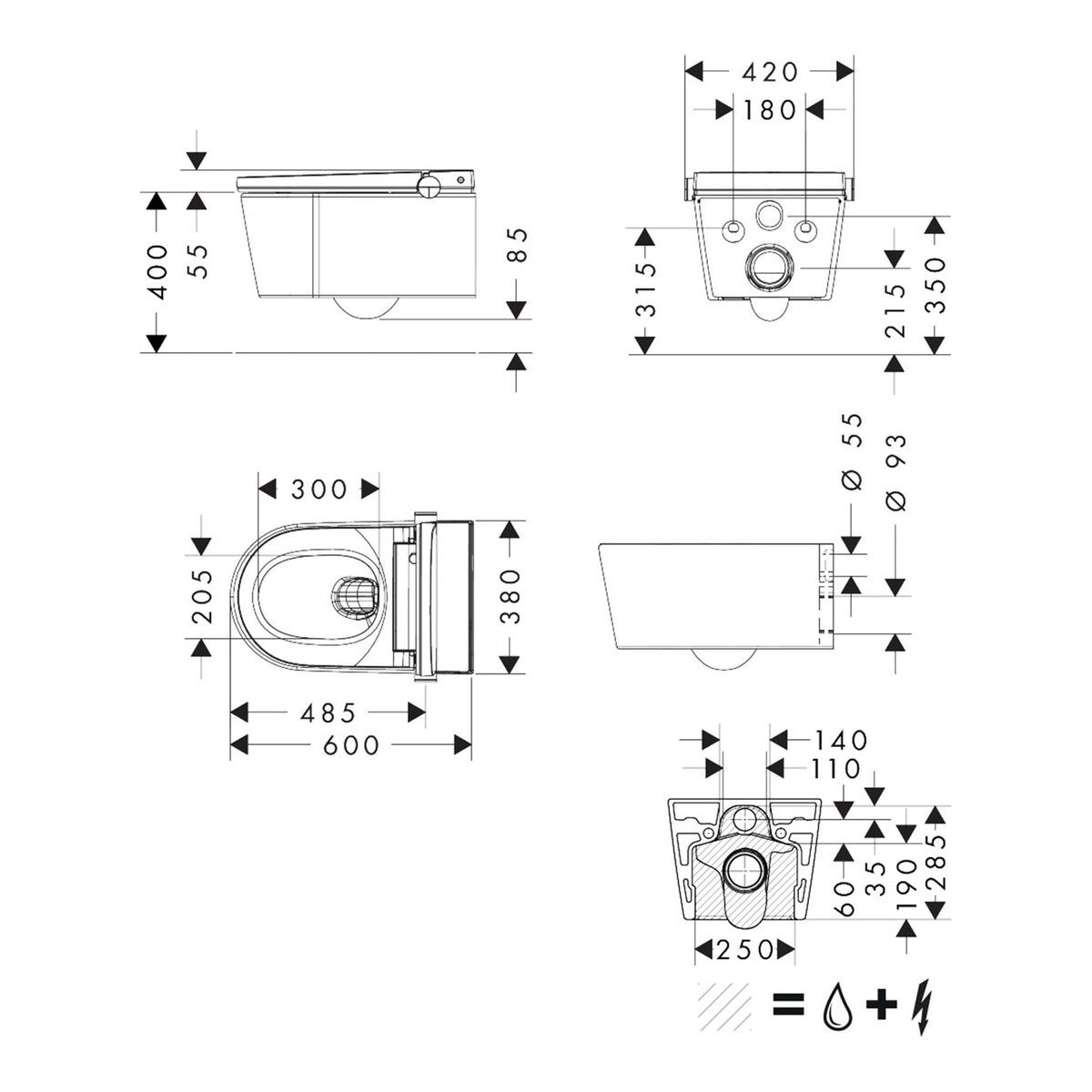 Hansgrohe LavaPura Element S Wall hung shower toilet Set AquaHelix Flush SmartClean HygieneEffect 63021450 technical 01.jpg