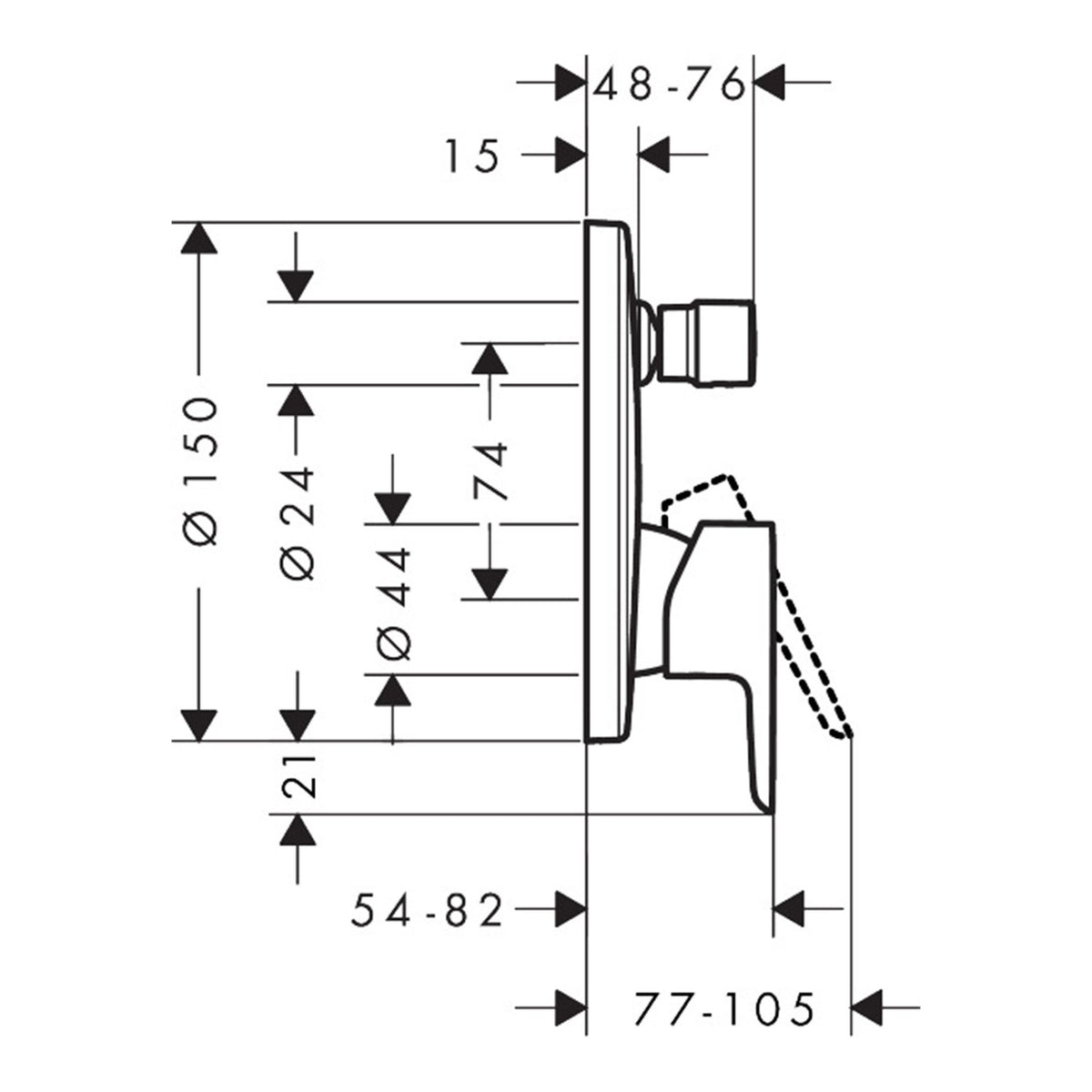 Hansgrohe Neovis Q Single lever bath mixer for concealed installation for iBox universal 71482000 technical 01.jpg