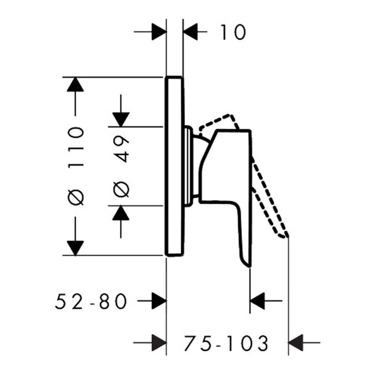 Hansgrohe Neovis Q Single lever shower mixer for concealed installation 71683000 technical 01.jpg