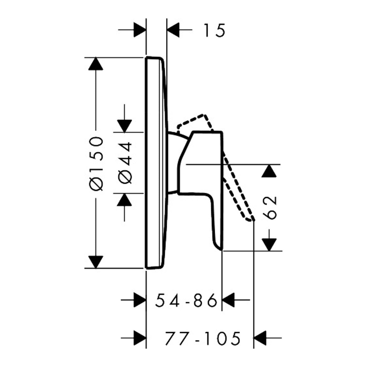 Hansgrohe Neovis Q Single lever shower mixer for concealed installation for iBox universal Scale drawing / שרטוט מידות