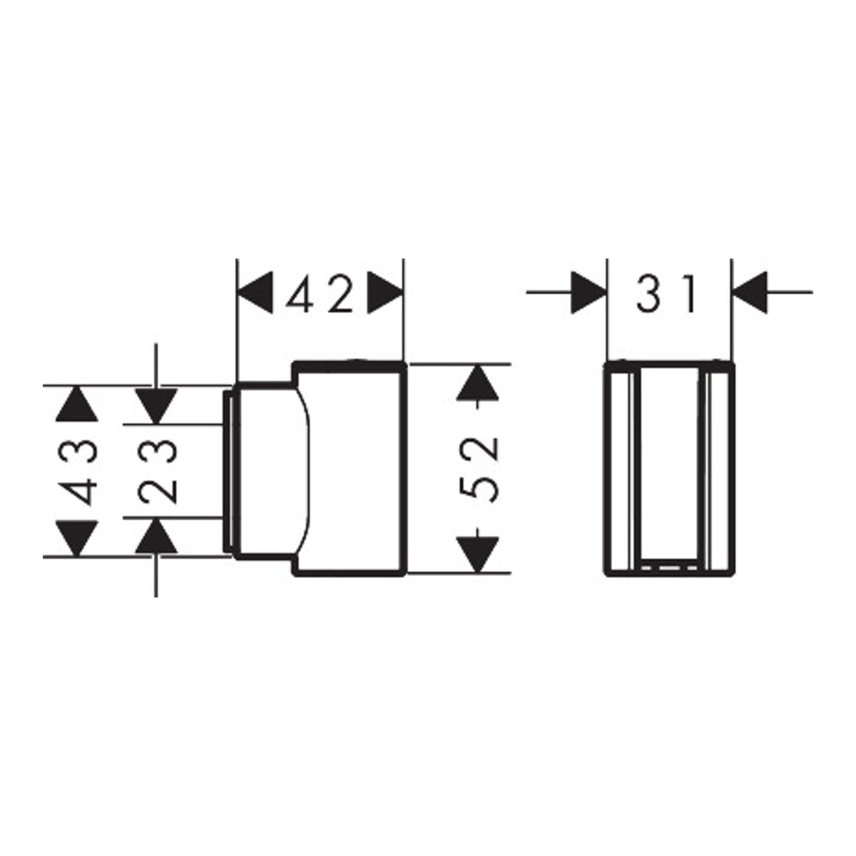 Hansgrohe Porter Fine Shower holder Scale drawing / שרטוט מידות