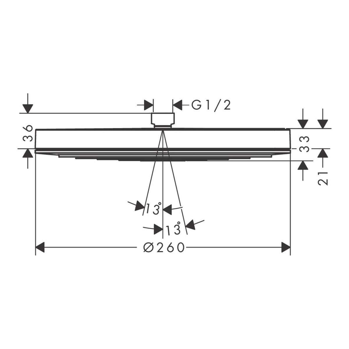Hansgrohe Pulsify S Overhead shower 260 1jet 24140140 technical 01.jpg