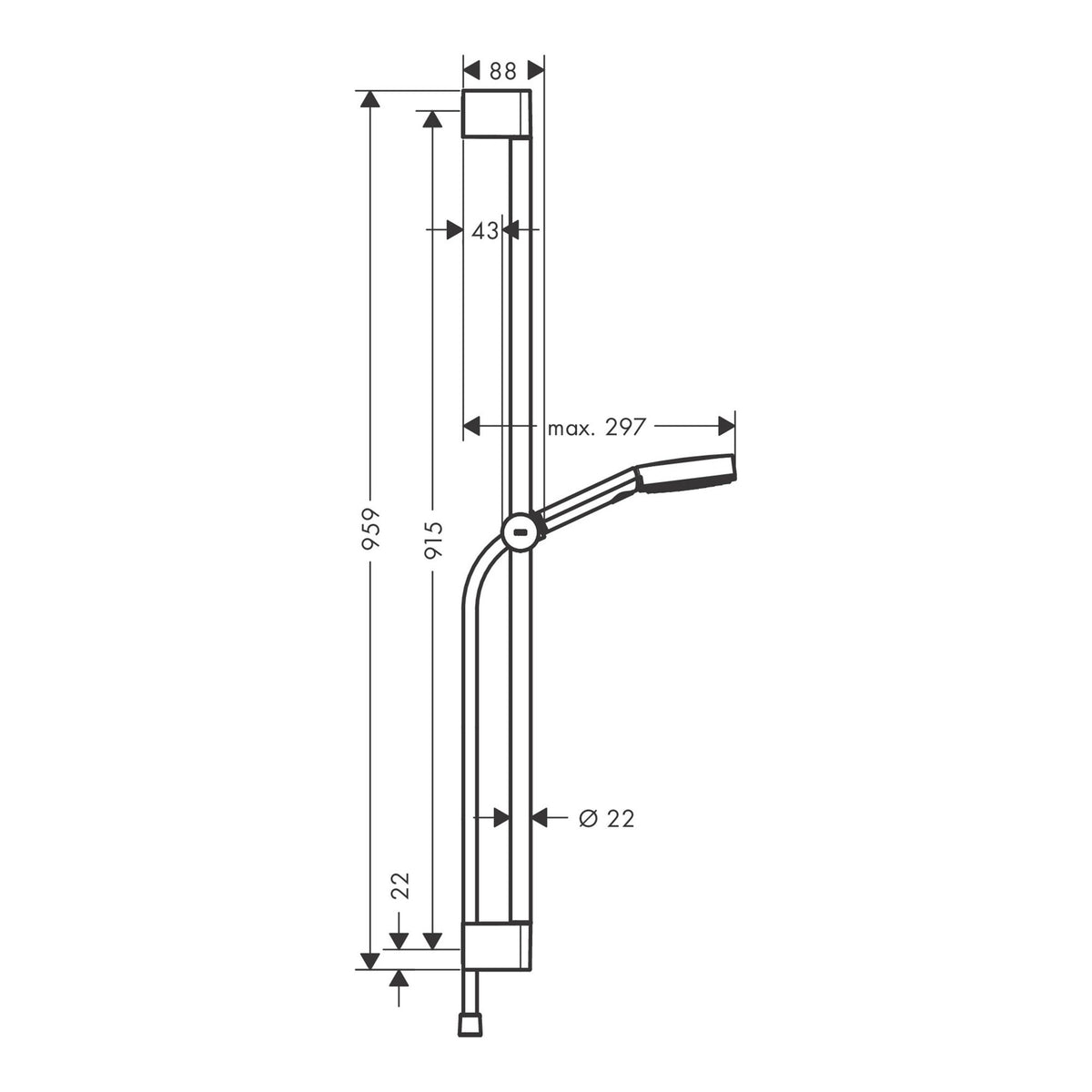 Hansgrohe Pulsify Select S Shower set 105 3jet Relaxation EcoSmart with shower bar 90 cm 24171000 technical 01.jpg