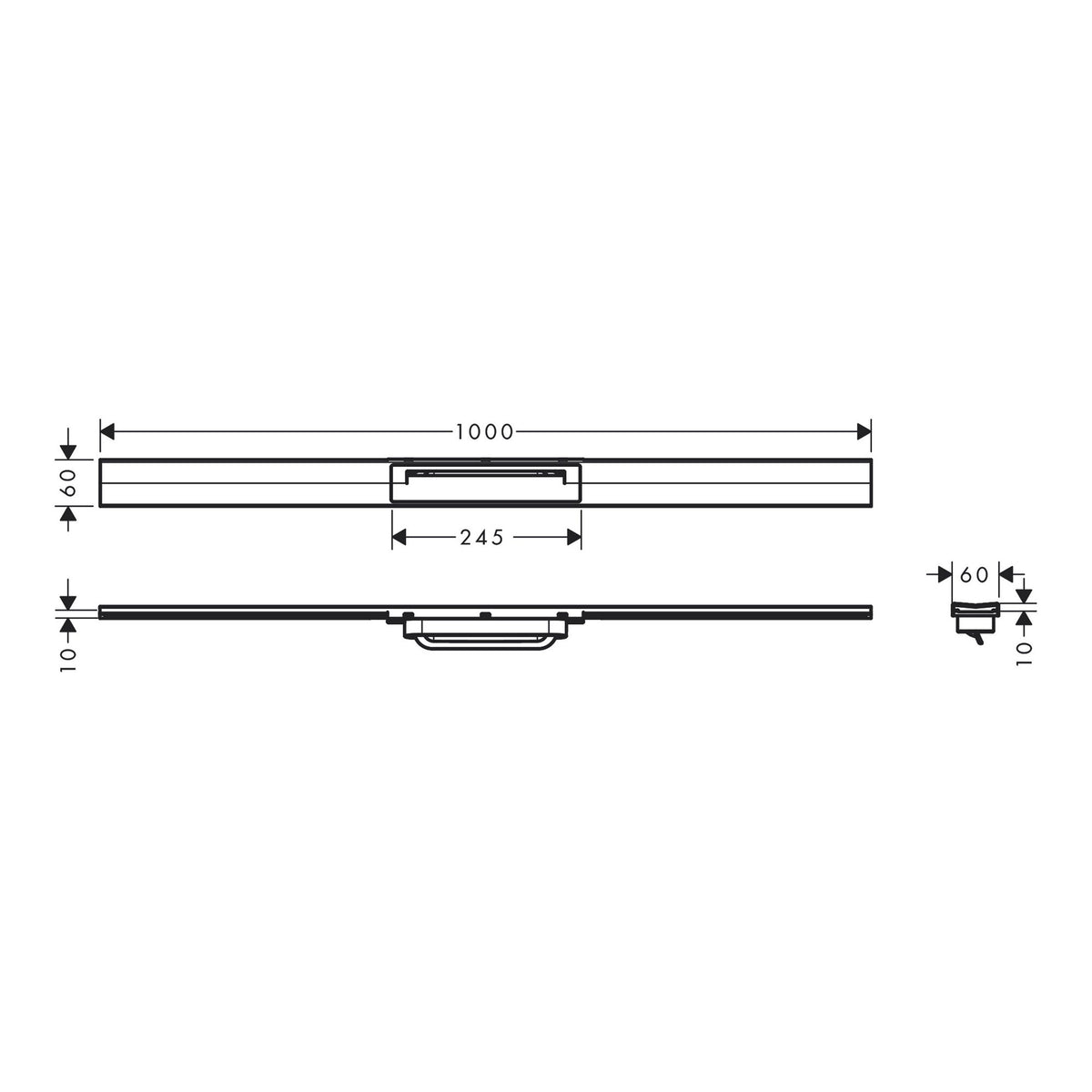 Hansgrohe RainDrain Flex Finish set shower drain 1000 cuttable 56046000 technical 01.jpg