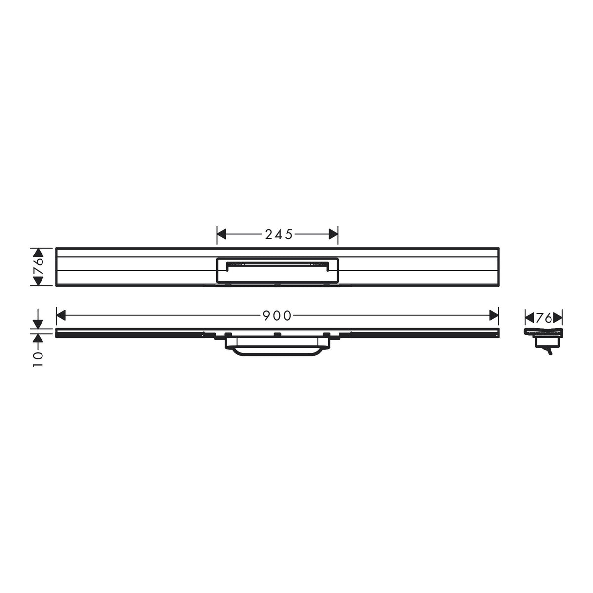 Hansgrohe RainDrain Flex Finish set shower drain 900 cuttable for wall mounting 56052000 technical 01.jpg