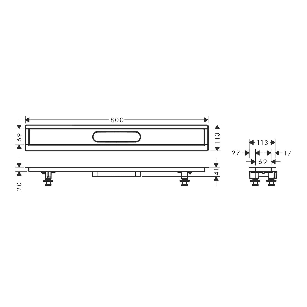 Hansgrohe RainDrain Installation set 800 for shower drains finish sets 56012180 technical 01.jpg