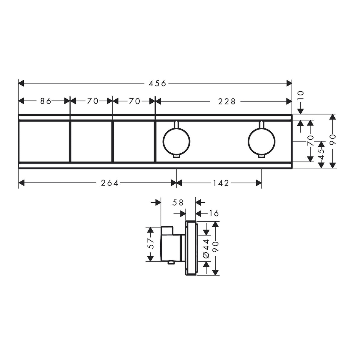 Hansgrohe RainSelect Thermostat for concealed installation for 2 functions 15380000 technical 01.jpg