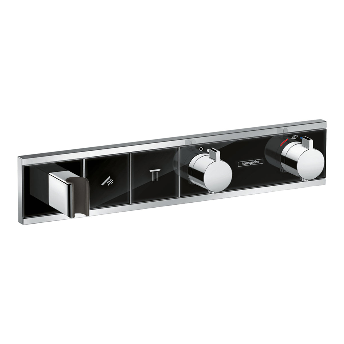 Hansgrohe RainSelect Thermostat for concealed installation for 2 functions with integrated shower holder Black Chrome 15355600.jpg