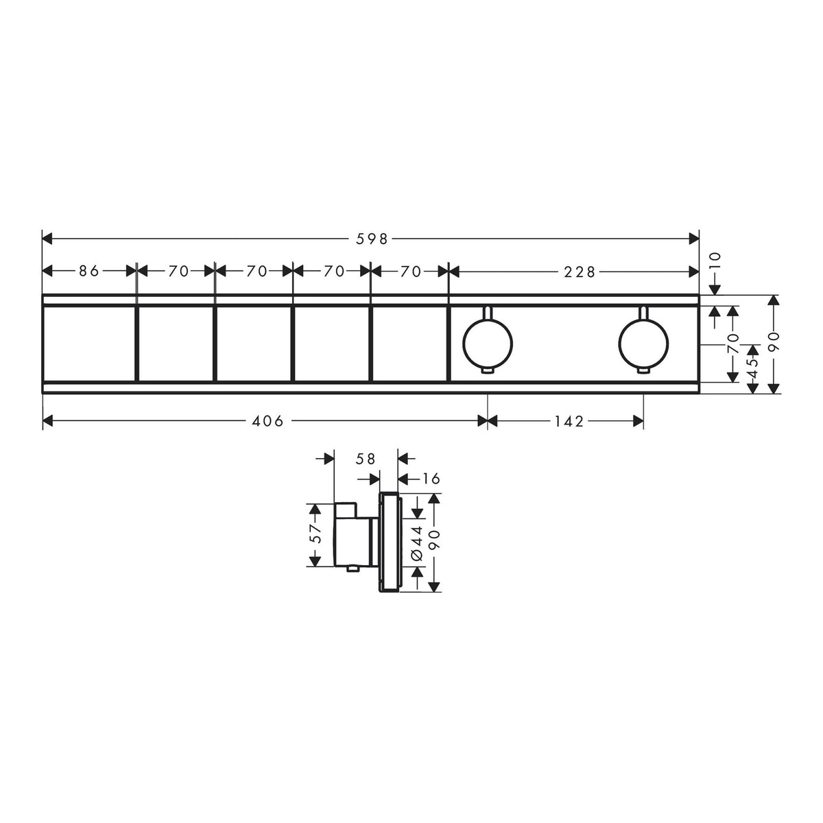 Hansgrohe RainSelect Thermostat for concealed installation for 4 functions 15382000 technical 01.jpg