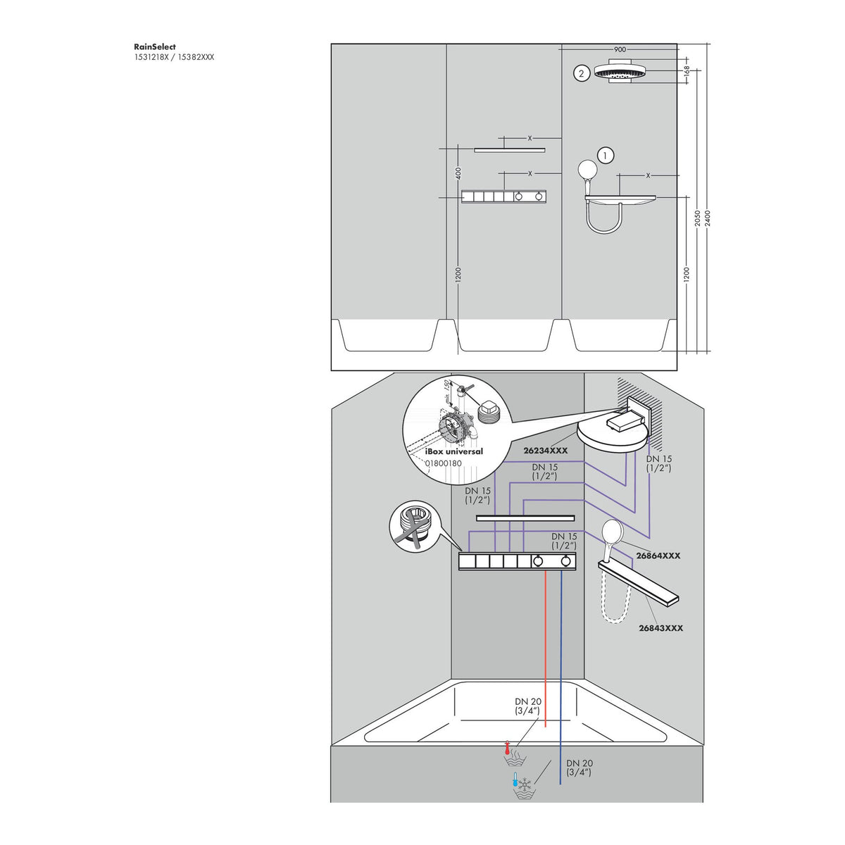 Hansgrohe RainSelect Thermostat for concealed installation for 4 functions 15382000 technical 02.jpg