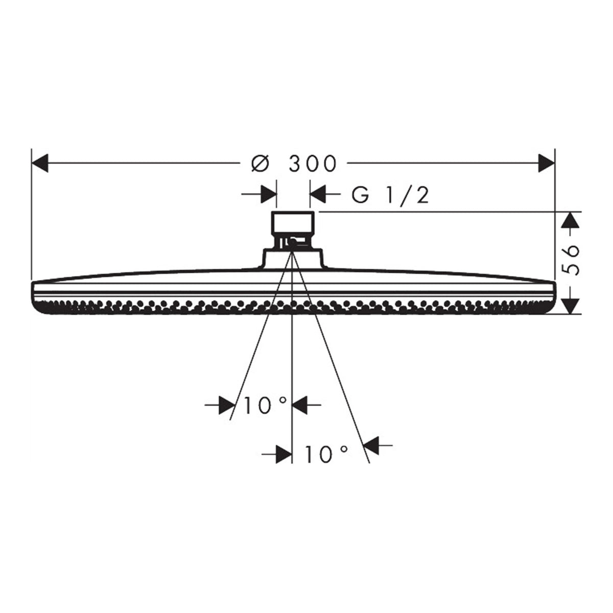 Hansgrohe Raindance Alive S Overhead shower 300 1jet EcoSmart 24521000 technical 01.jpg